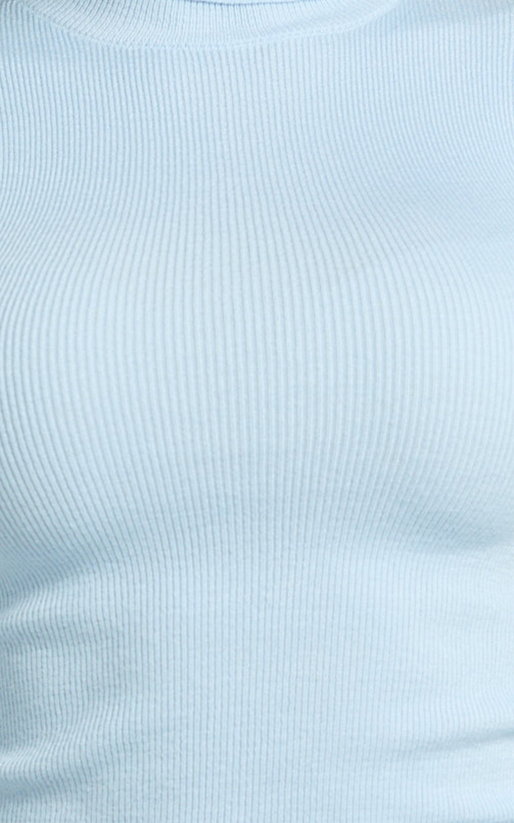 Natalie Top - Long Sleeve Roll Neck Knitted Top in Baby Blue