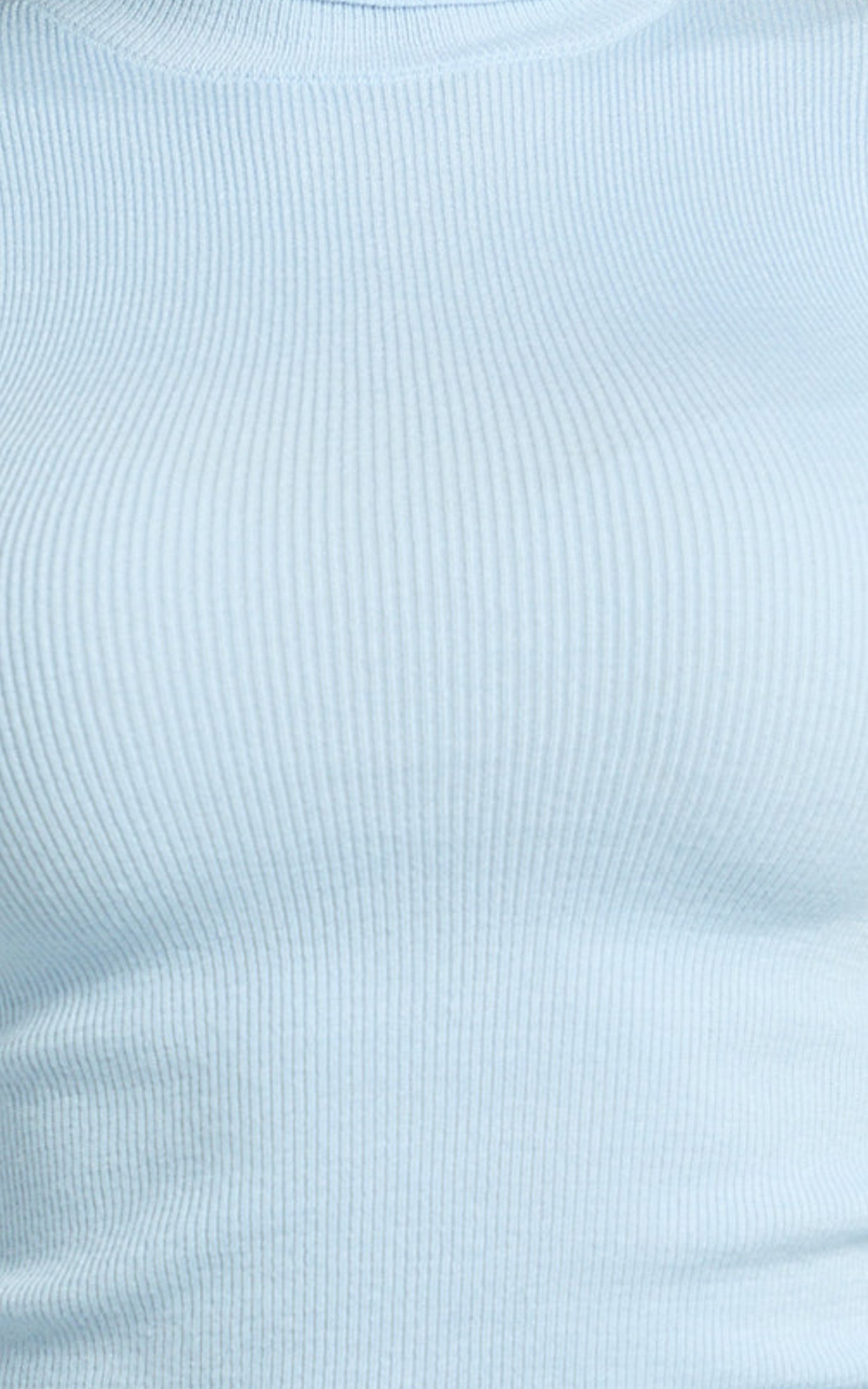 Natalie Top - Long Sleeve Roll Neck Knitted Top in Baby Blue