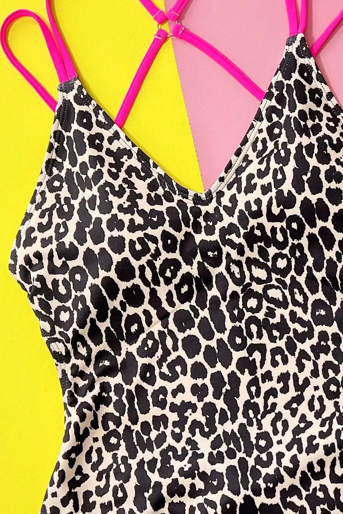 Leopard Print Hot Pink Strappy Back Ruched Butt Ultra Cheeky Sexy Monokini 1Pc Swimsuit