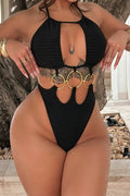 Black Gold O-Ring Cut-Out Cheeky Sexy Monokini 1Pc Swimsuit