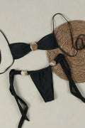 Black Gold Seashell Halter Cheeky Sexy 2Pc Swimsuit Set