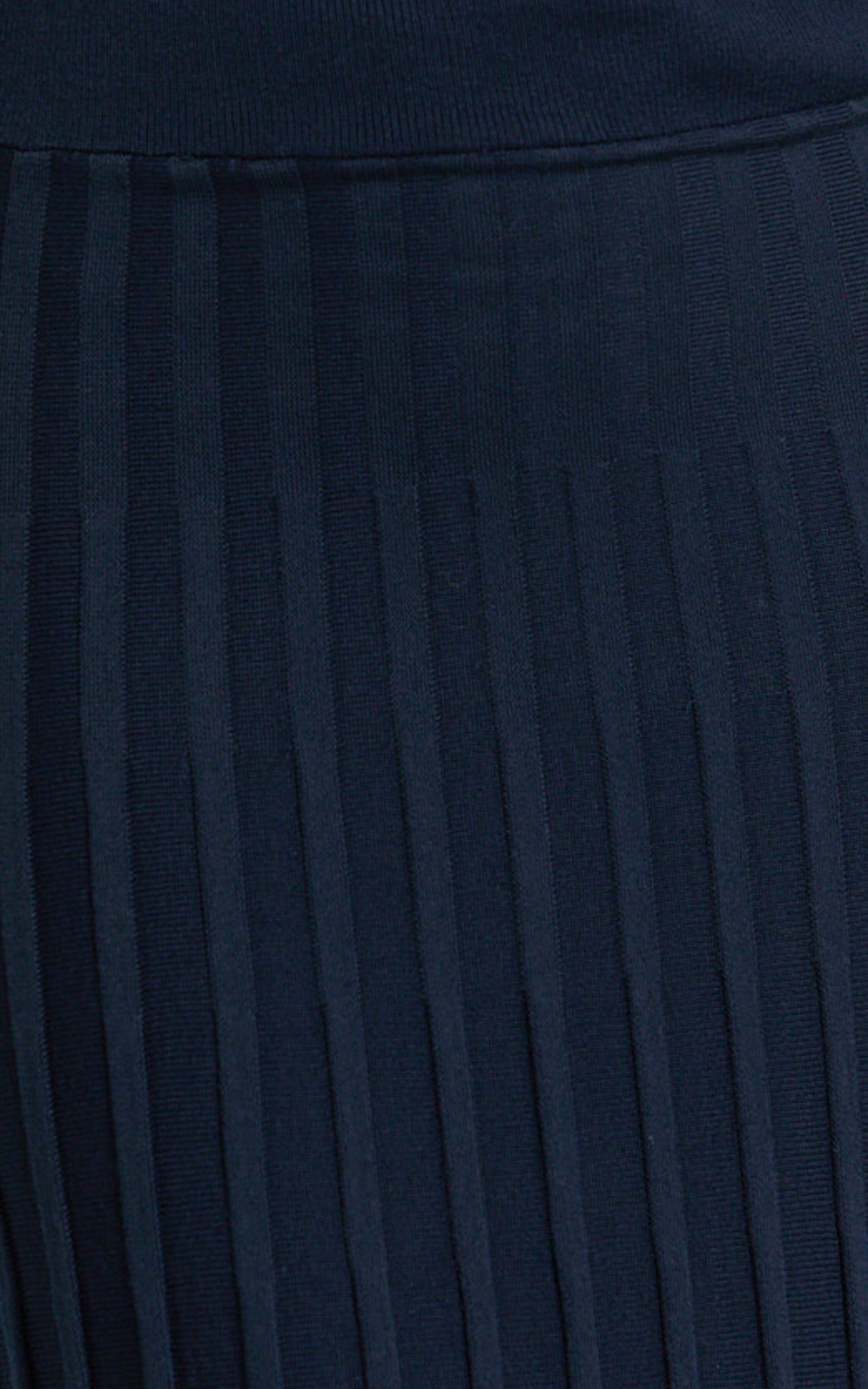 Paris Midi Dress - Strapless Drop Waist Pleated Knit Dress in Navy