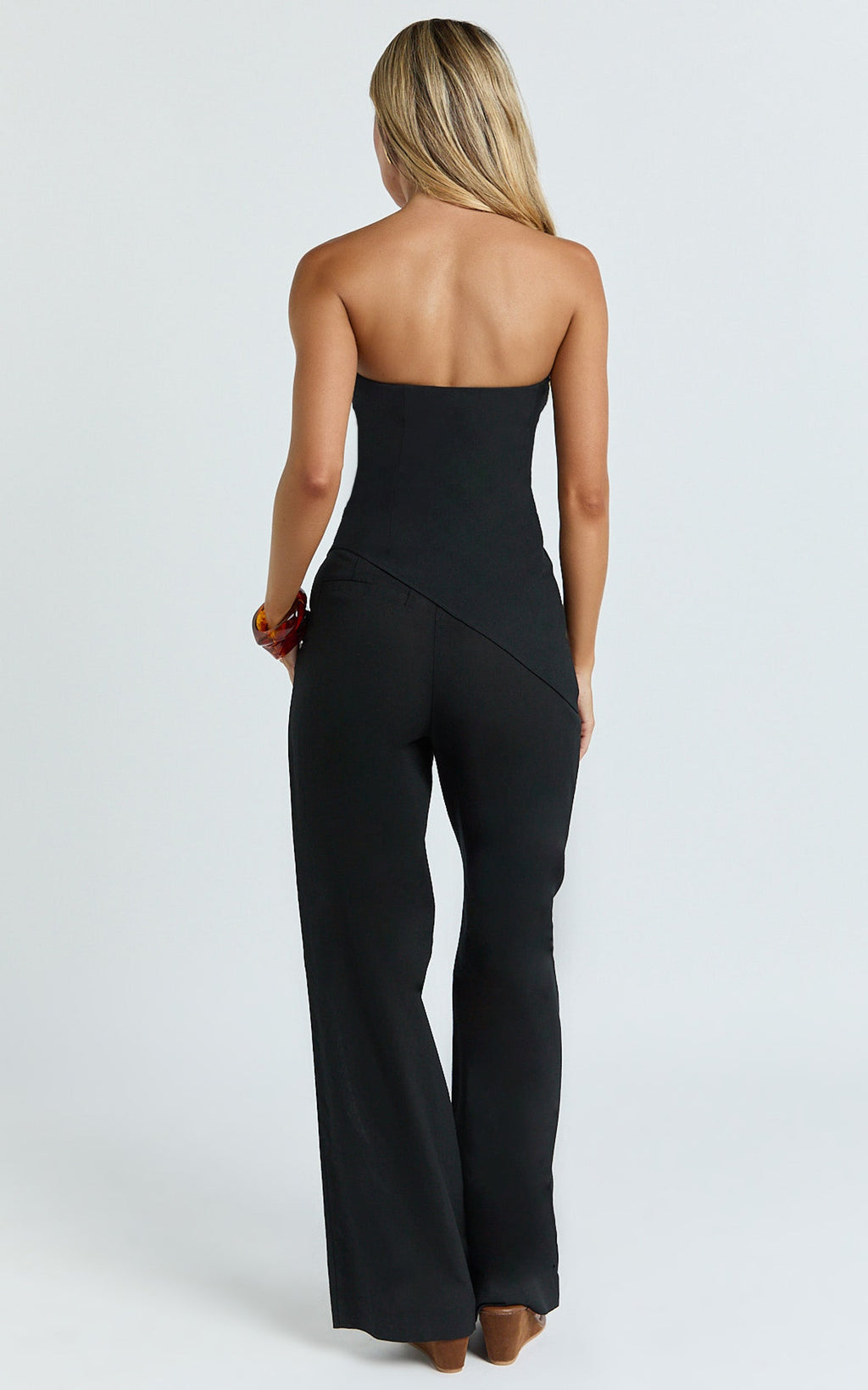 Paula Top - Strapless Asymmetrical Gathered Top in Black