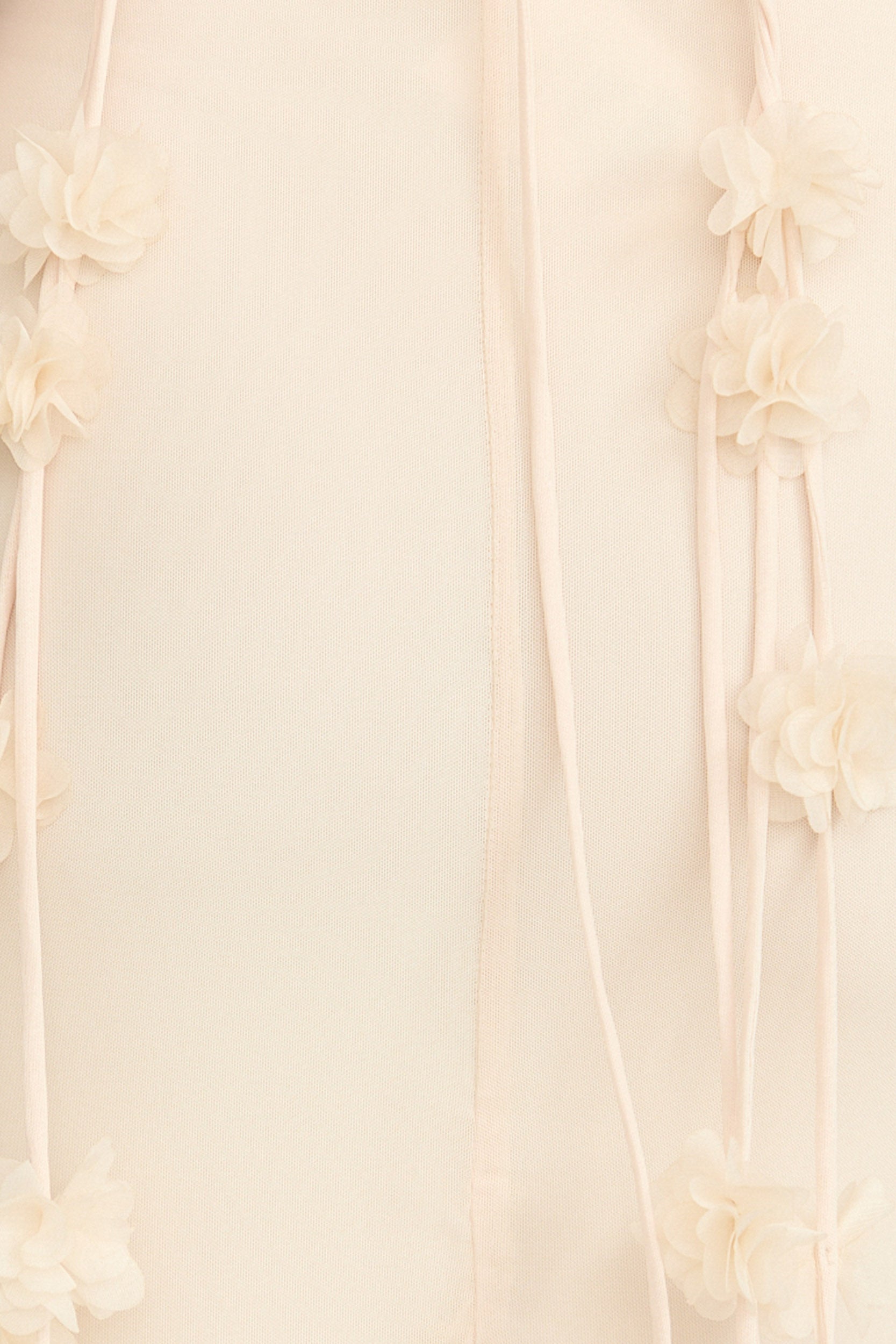 Penny Maxi Dress - Draped Cowl Neck 3D Flower Dress in Cream