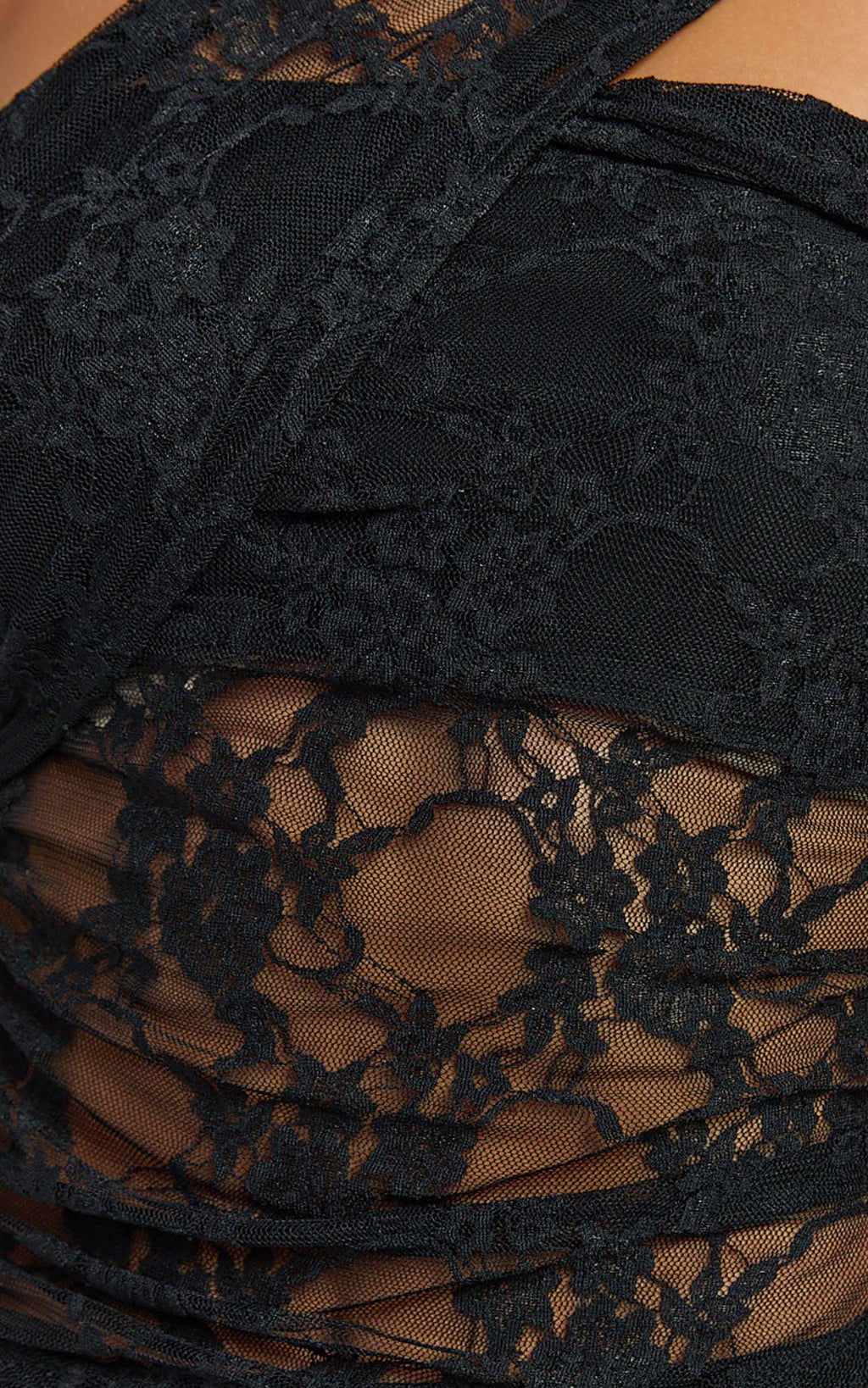 Rosie Top - Asymmetrical Lace Panel Top in Black