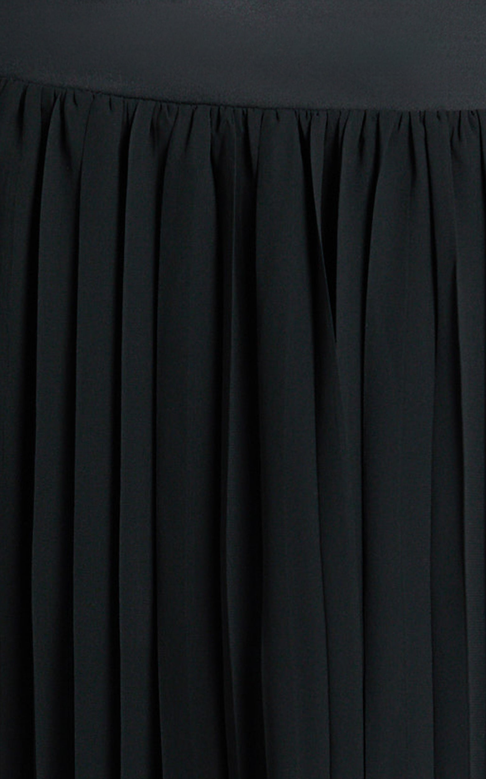 Rowan Two Piece Top and Skirt Set - Square Neck Crop Top and High Waist Pleated Maxi Skirt Set in Black