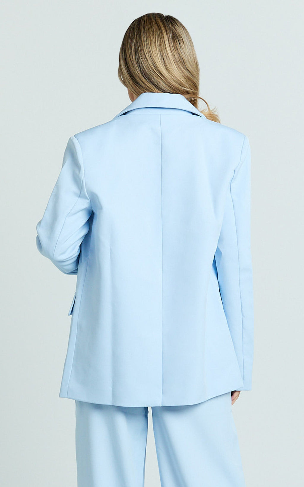 Selena Blazer - Oversized Single Breasted Blazer in Baby Blue