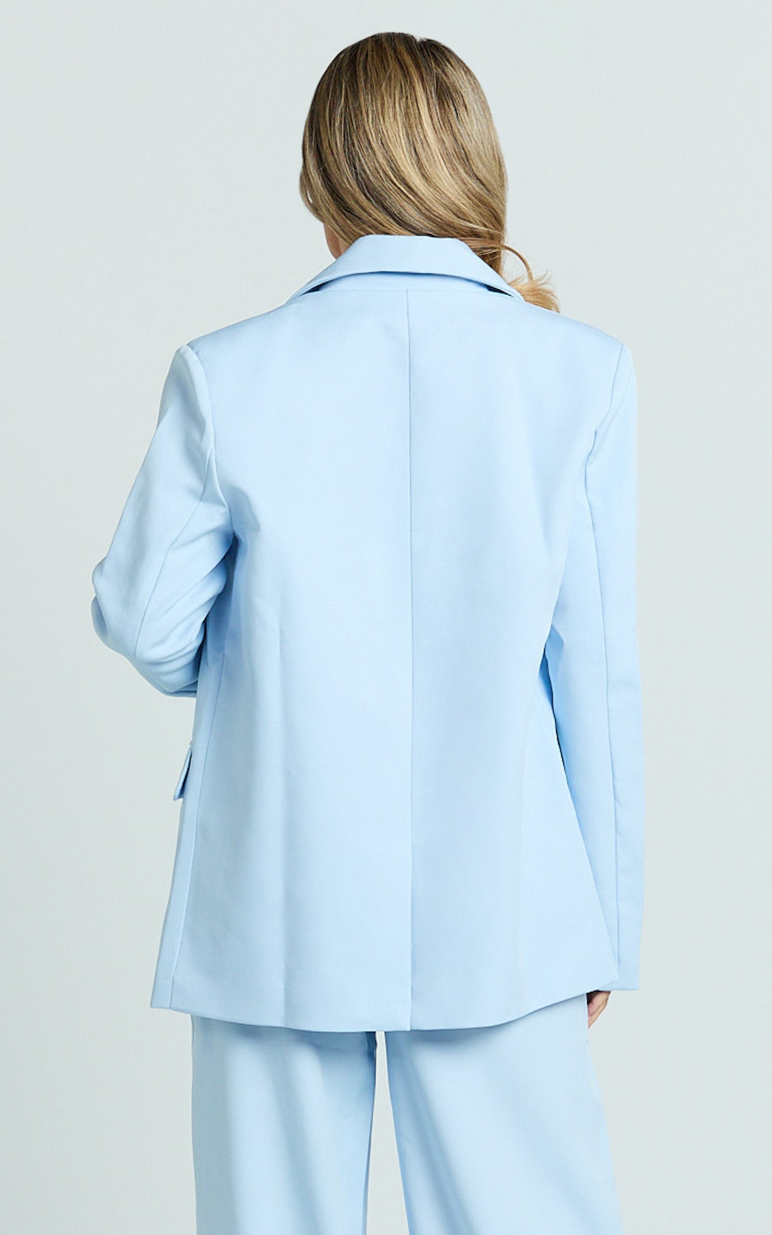 Selena Blazer - Oversized Single Breasted Blazer in Baby Blue