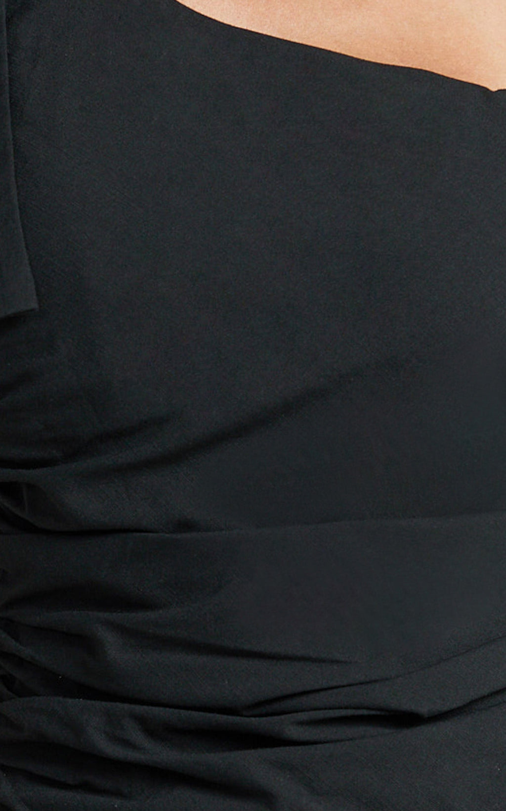 Stella Top - Linen Look Asymmetric Halter Top in Black