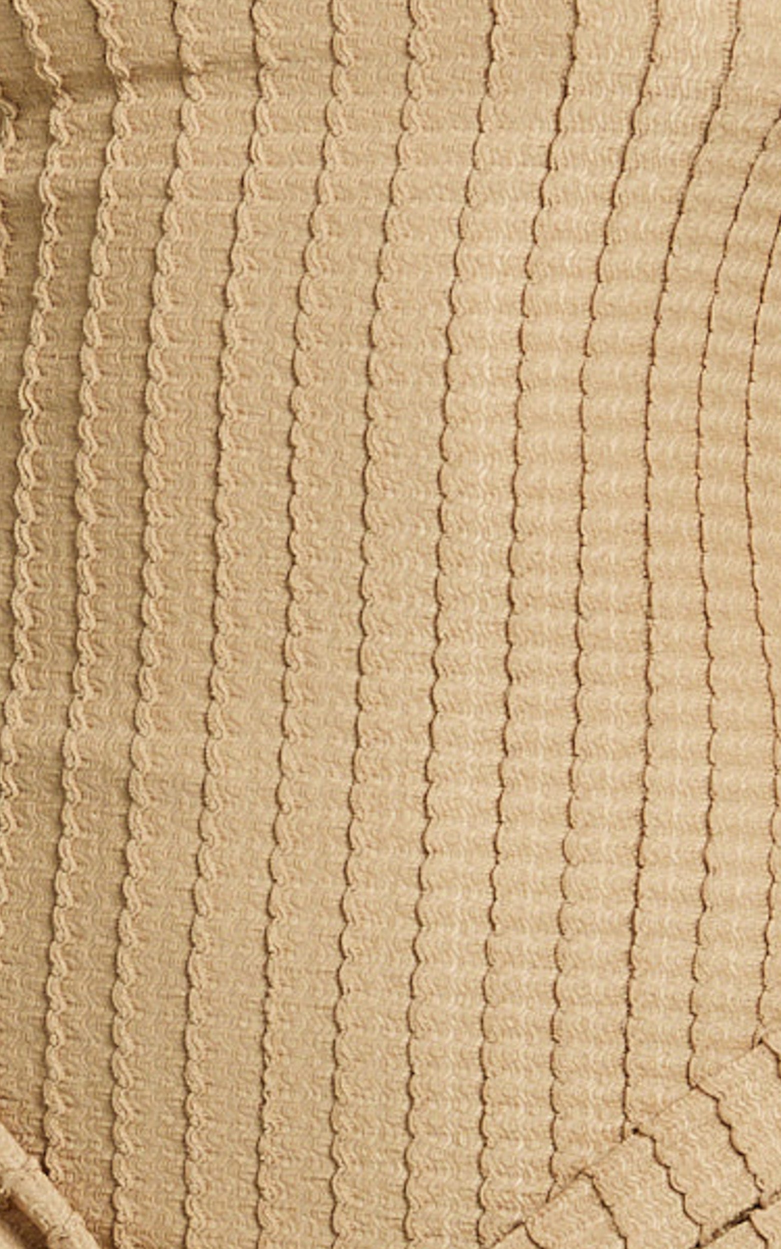 Svetlana Mini Dress - Textured Jersey Off Shoulder Draped Dress in Beige