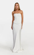 Carrie Maxi Skirt - Bias Cut Skirt With Train in White