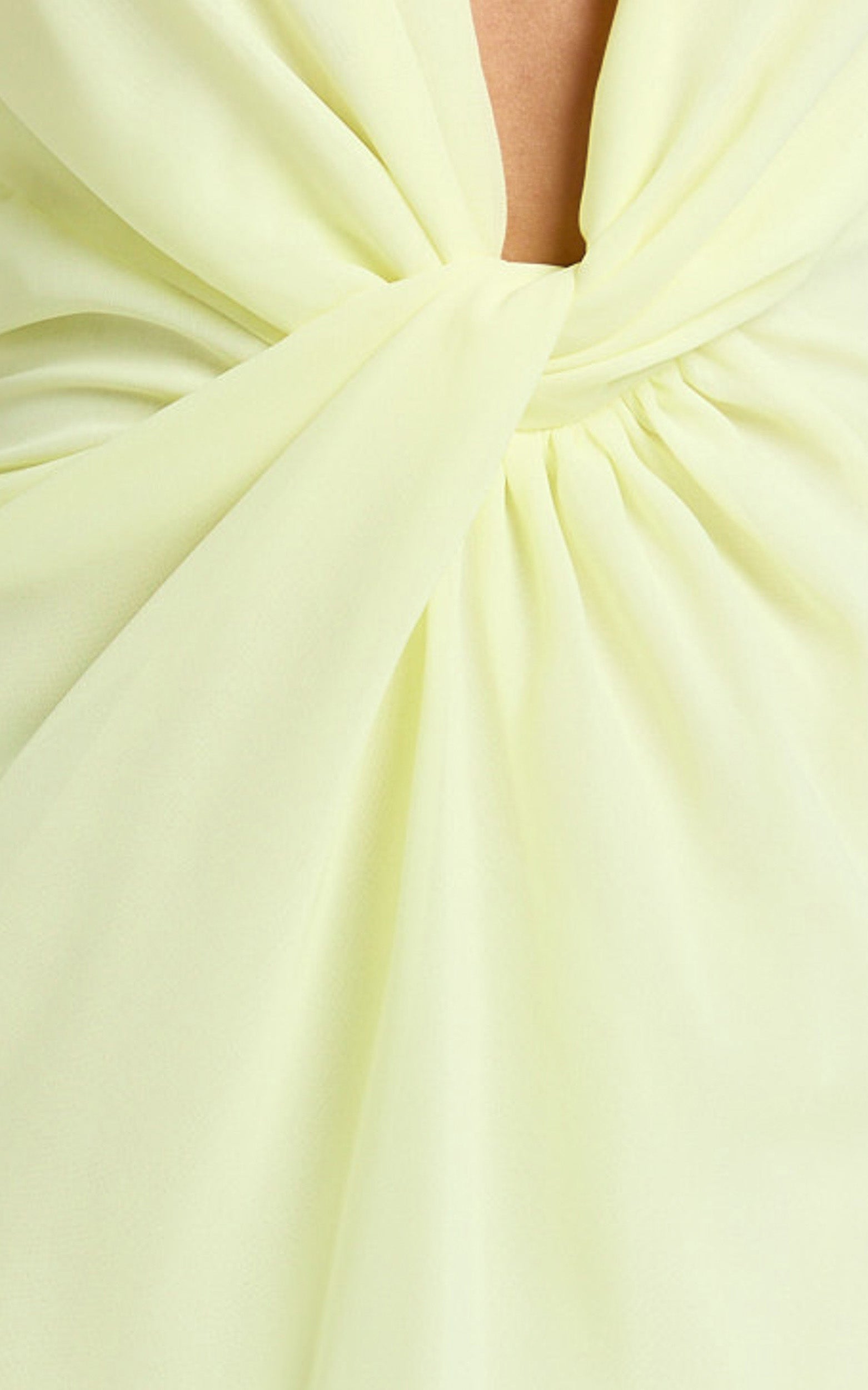 Tamara Maxi Dress - Plunge Neck Ruched Open Back Dress in Lemon