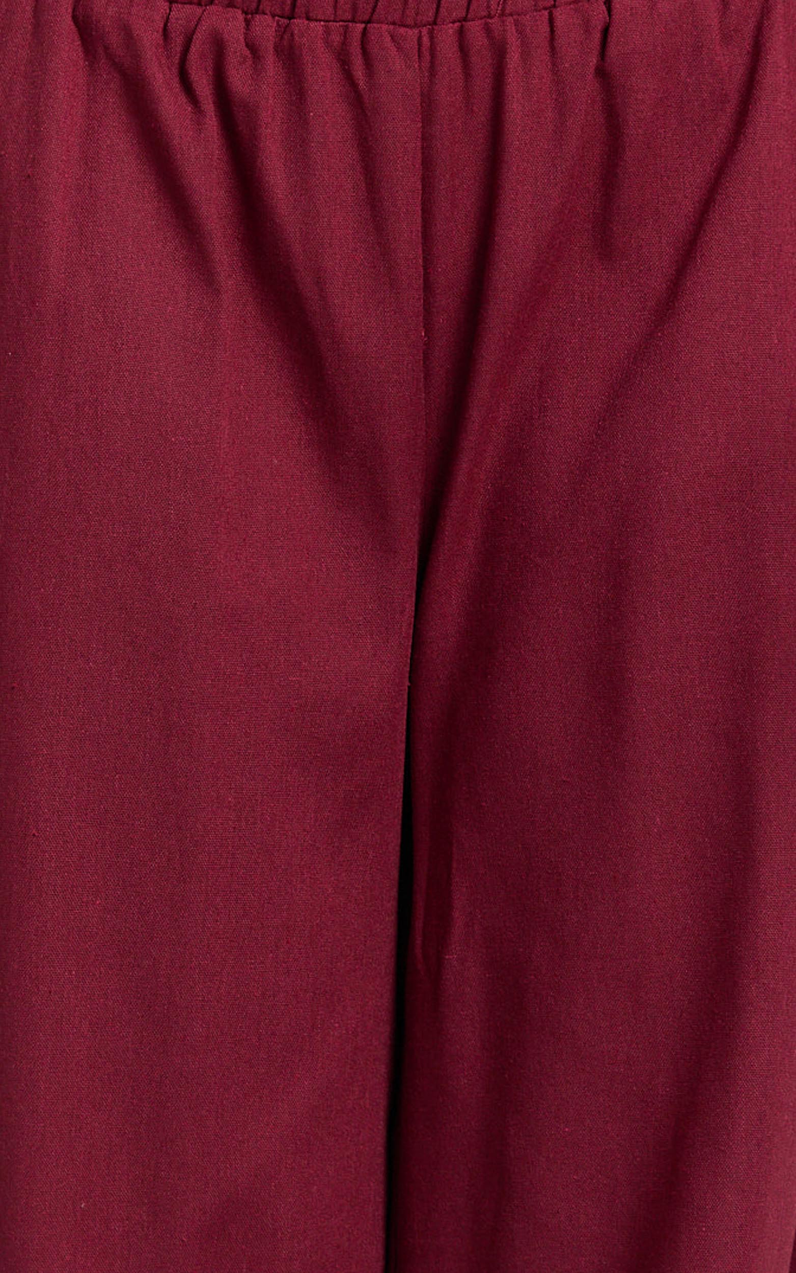 Tamara Pants - High Elasticated Waist Wide Leg Pants in Berry