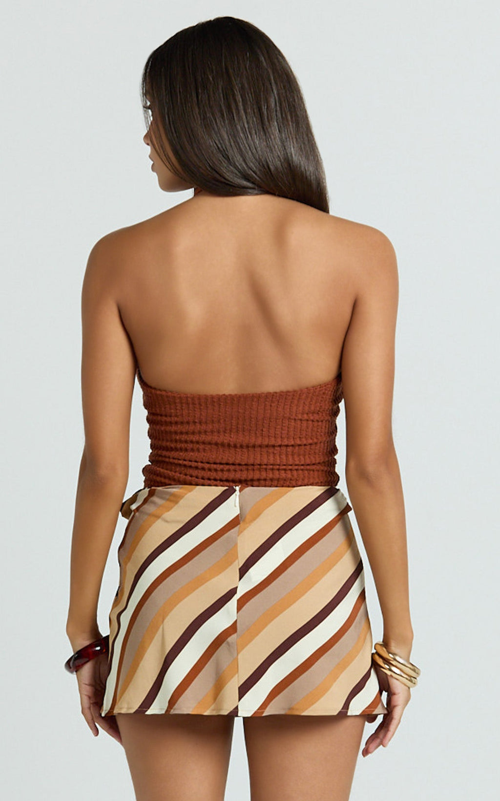 Tate Mini Skirt - Tie Side Wrap Mini Skirt in Chocolate
