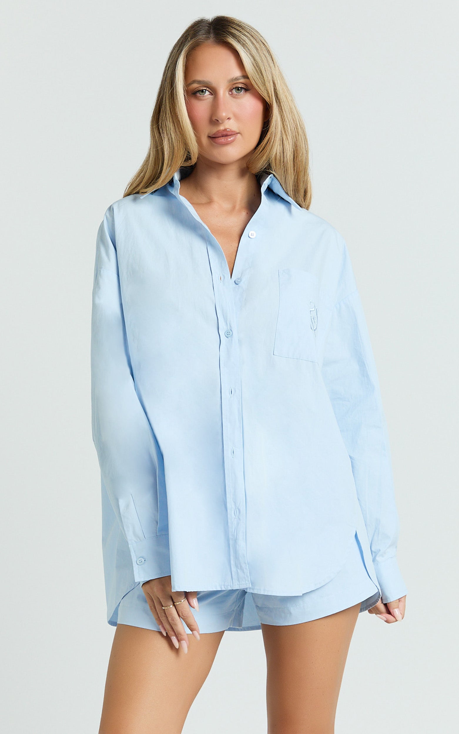 The Hunger Project x Showpo - THP Collared Button Up Long Sleeve Shirt in Blue