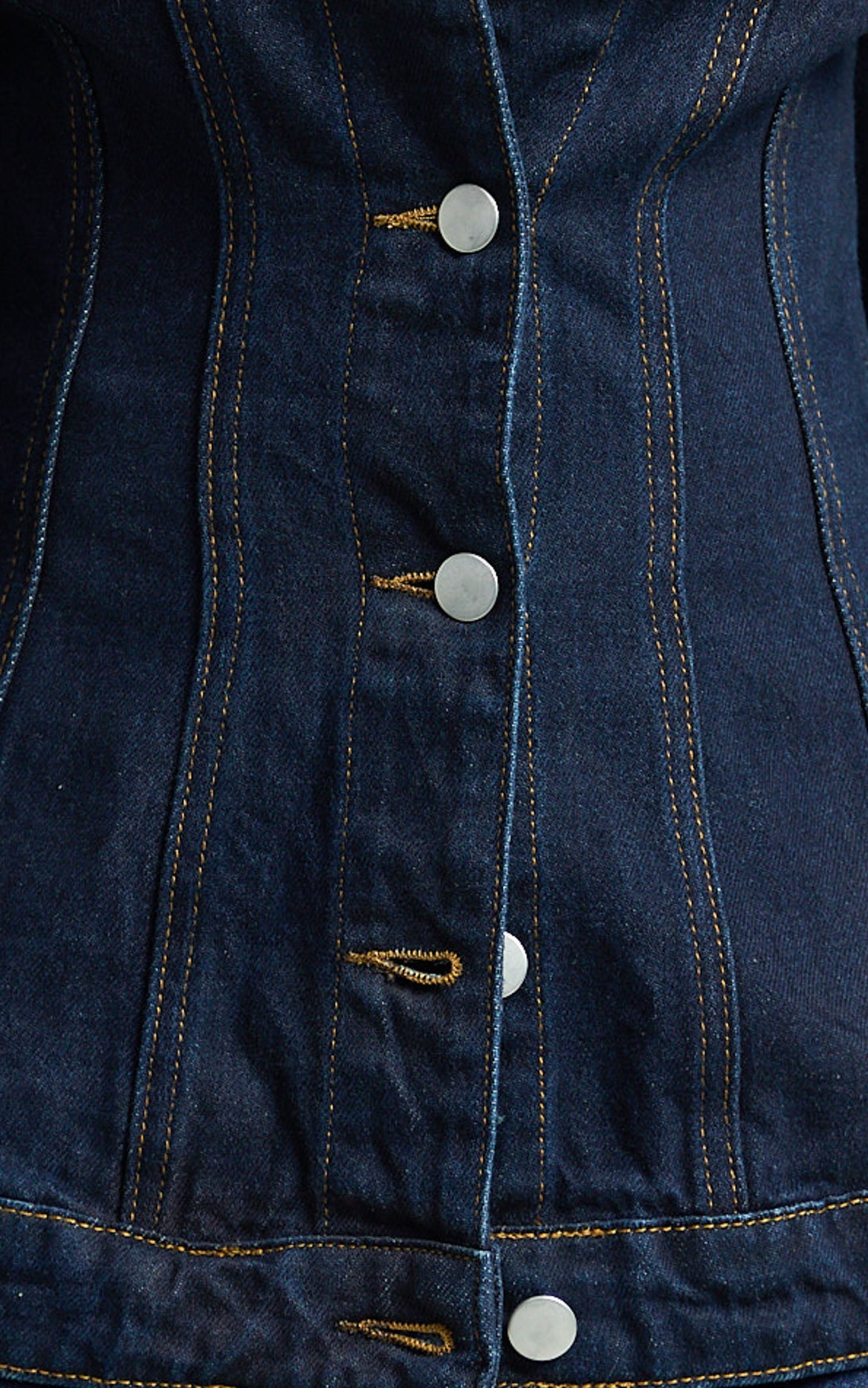 Tianna Jacket - Long Sleeve Contoured Recycled Denim Jacket in Indigo Wash