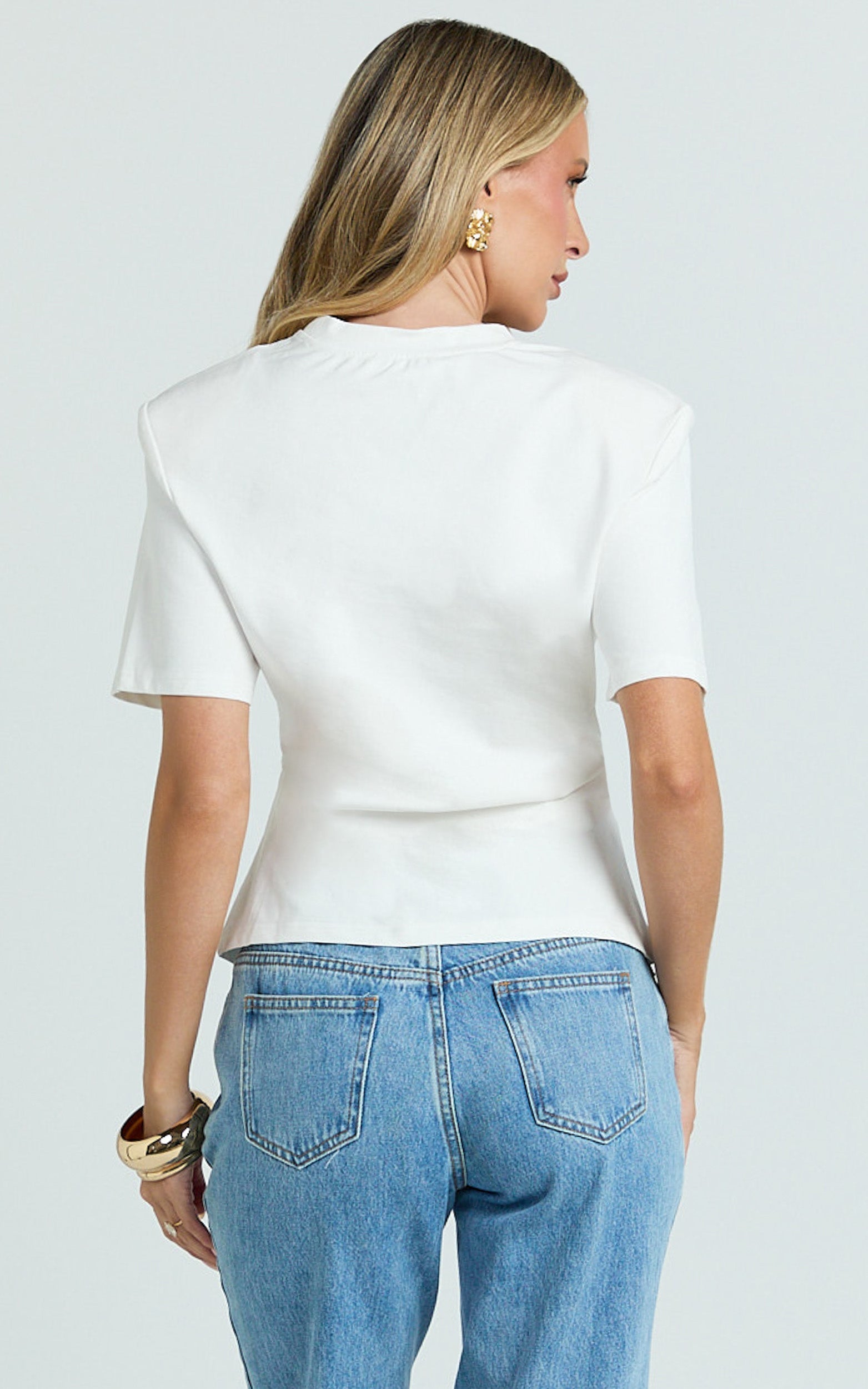Tonya Top - Power Shoulder Tee in White