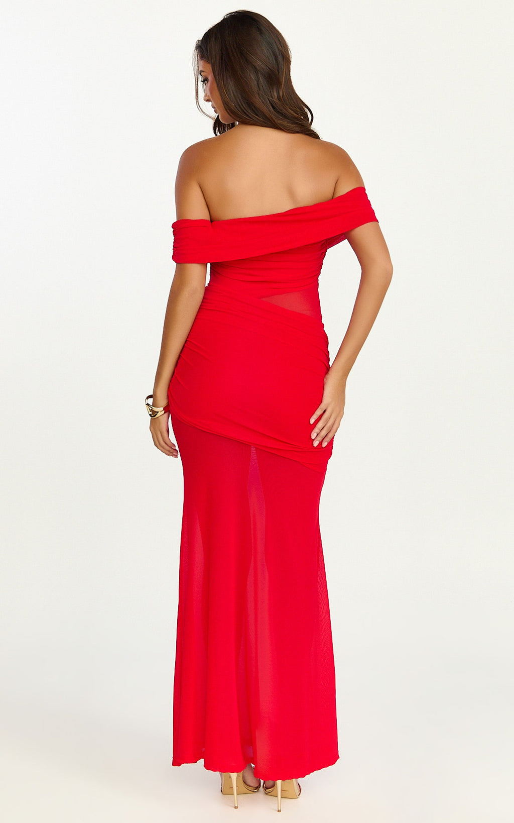 Victoria Maxi Dress - Off Folder Fit and Flare Dress in Red