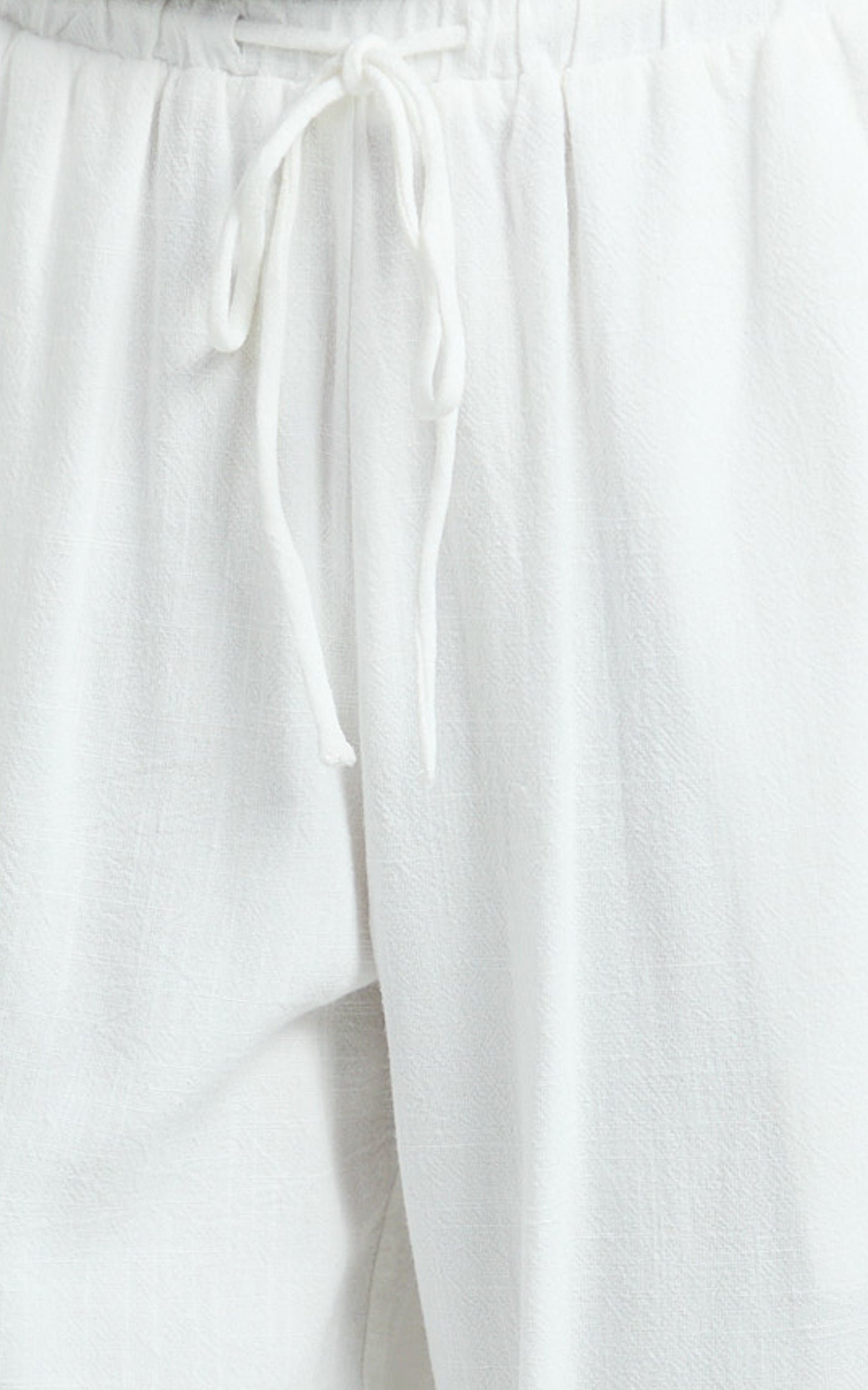 Wesley Pants - Mid Rise Relaxed Leg Linen Blend Pants in Off White