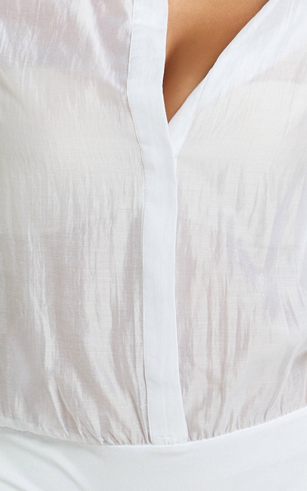 Wilda Bodysuit - Square Shoulders Button Down Bodysuit in White