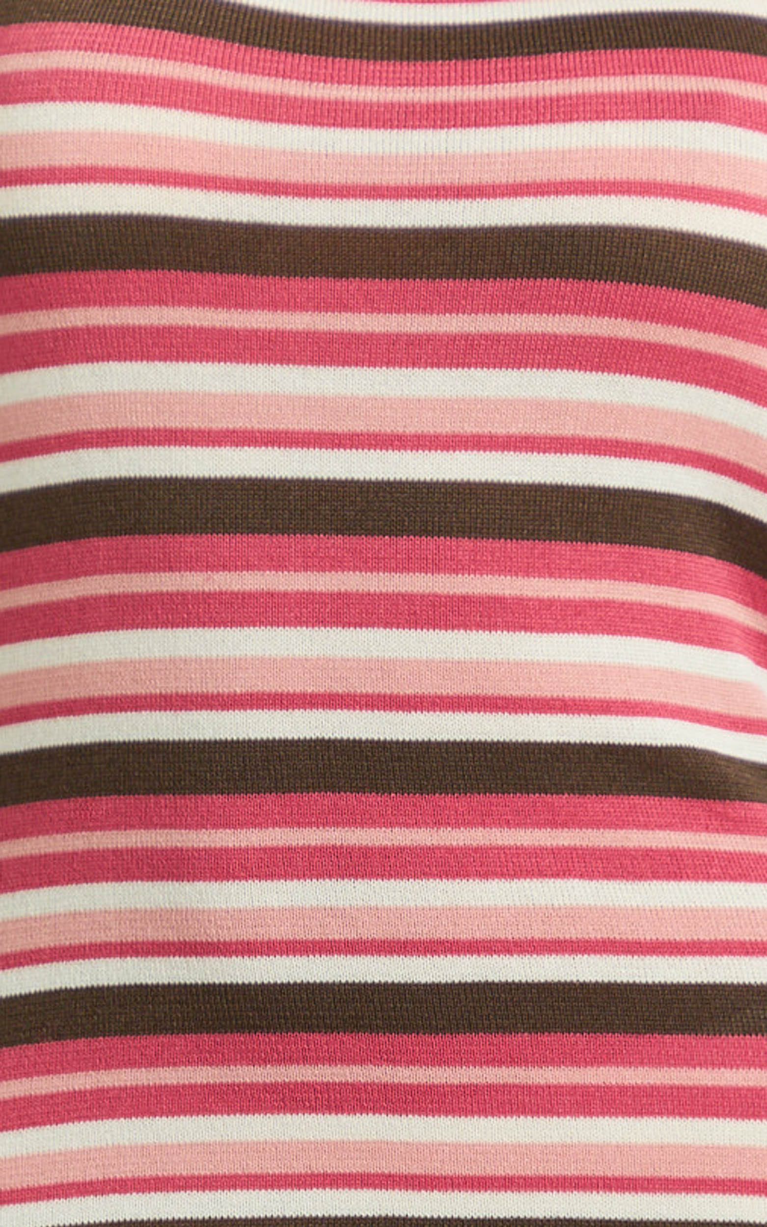 Yasmine Maxi Dress - Boat Neck Backless Stripe Knit Stripe Dress in Multi