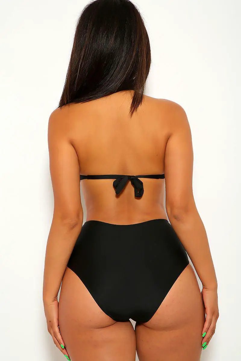 Black Neon Lime High Waist Two Piecen Swimsuit
