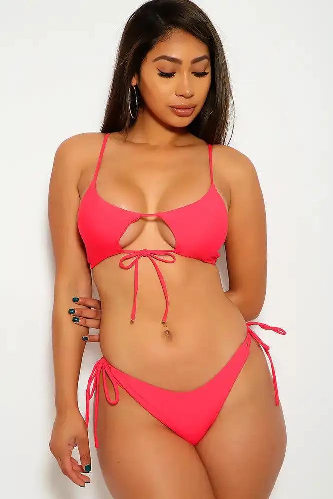 Coral Cut Out Cheeky Two Piece Swimsuit