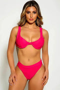 Fuchsia Sleeveless Sexy Two Piece Swimsuit