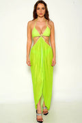 Lime Mesh O-Ring Two Piece Sexy Swimsuit