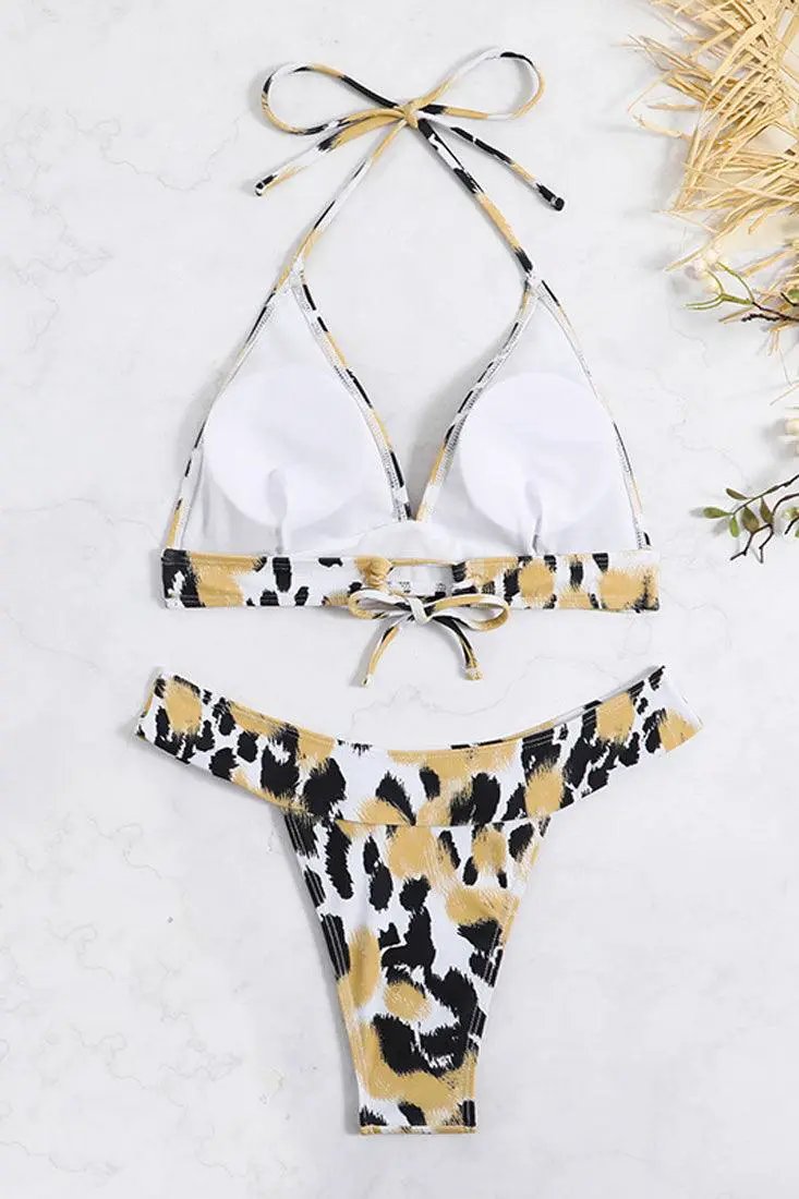 Sexy Black And Tan Leopard Print Cheeky Bikini
