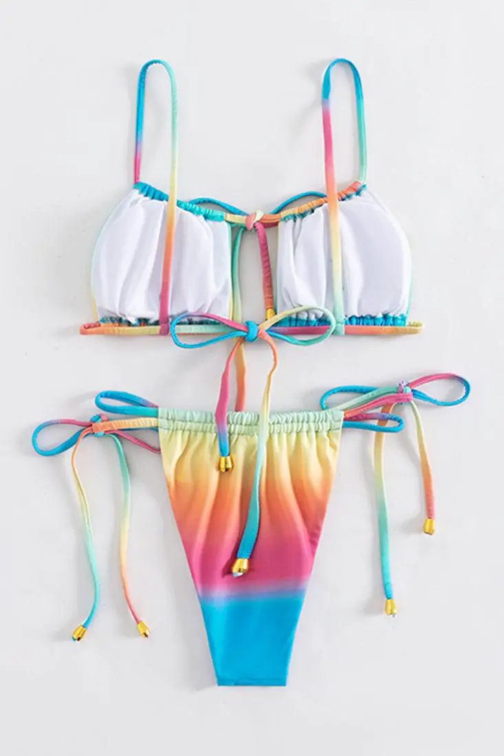 Sexy Gradient Rainbow Print 2pc Bikini
