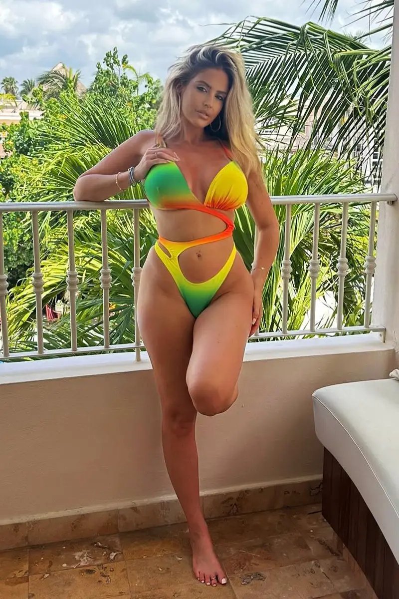 Yellow Multi Cut-Out Asymmetrical Sexy 1Pc Swimsuit Monokini